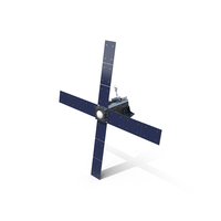 Modern Space Satellite with Solar Panels PNG & PSD Images
