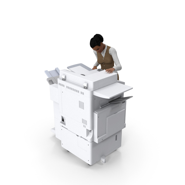 Office Photocopier Machine With Office Worker PNG & PSD Images