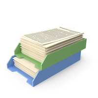Double Decker Plastic Paper Tray With Paper Blue And Green PNG & PSD Images