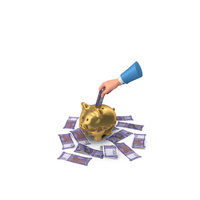 100 Indian Rupees Save Hand Hold Gold Piggy Bank PNG & PSD Images