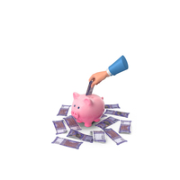 100 Indian Rupees Save Hand Hold Pink Piggy Bank PNG & PSD Images