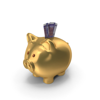 Gold Piggy Bank Many 100 Indian Rupees Folded Save PNG & PSD Images