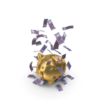 Golden Piggy Bank Save 100 Indian Rupees Falling PNG & PSD Images