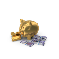 Golden Piggy Bank Save Gold 100 Indian Rupees PNG & PSD Images