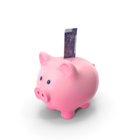 Pink Piggy Bank Save 100 Indian Rupees Note PNG & PSD Images
