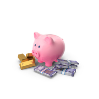 Piggy Bank Save Gold 100 Indian Rupees PNG & PSD Images
