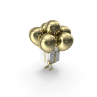 Birthday Gift Showing With Gold Balloons PNG & PSD Images