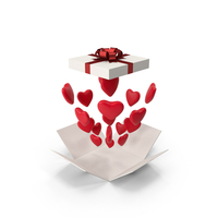 Valentine Day Gift Box Open With Red Hearts PNG & PSD Images