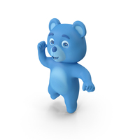 Cartoon Bear Jumping Pose Blue PNG & PSD Images