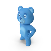 Cartoon Bear Power Pose Blue PNG & PSD Images