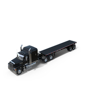 Mack CHU613 Truck With Aluminum Flatbed Trailer PNG & PSD Images