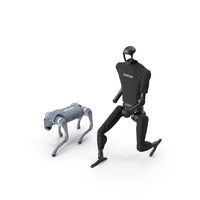 Unitree H1 Humanoid Robot And Robot Dog On Walk PNG & PSD Images