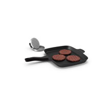 Burger Pan With Patty Press PNG & PSD Images