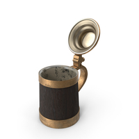 Antique Wooden Beer Mug With Metallic Accents PNG & PSD Images