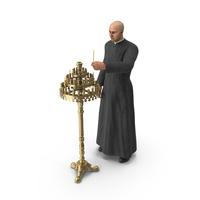 Priest With Church Candlestick Stand PNG & PSD Images