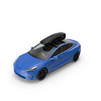 Tesla With Thule Car Roofbox On Roof Rack PNG & PSD Images