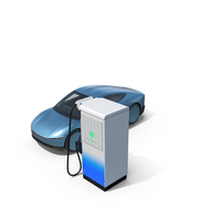 Electric Coupe Car With Freeware Ultrafast Charging Station PNG & PSD Images