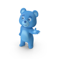 Pointing Cartoon Bear Pose Blue PNG & PSD Images