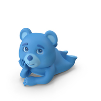 Resting on Elbow Cartoon Bear Pose Blue PNG & PSD Images