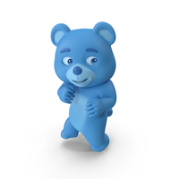 Sneaky Tiptoe Cartoon Bear Pose Blue PNG & PSD Images