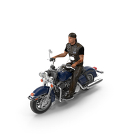 Biker on Classic Cruiser Motorcycle PNG & PSD Images
