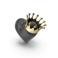 Black Heart With Crown PNG & PSD Images