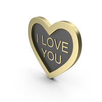 Gold Symbol Heart with Love Word PNG & PSD Images
