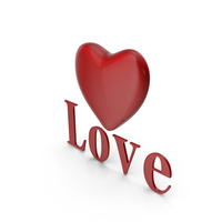Symbol Valentine Heart with Love Word PNG & PSD Images