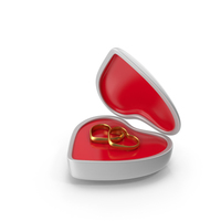 Two Heart Shaped Gold Rings in open Heart Shaped Box PNG & PSD Images