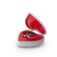 Wedding Silver Rings in open Heart Shaped Box PNG & PSD Images