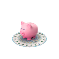 Circular Arranged Euro 20 Notes Piggy Bank PNG & PSD Images