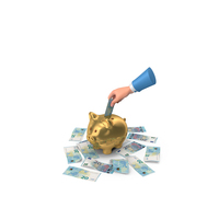 Euro 20 Note Save Hand Hold Gold Piggy Bank PNG & PSD Images