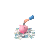 Euro 20 Note Save Hand Hold Pink Piggy Bank PNG & PSD Images