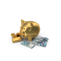 Golden Piggy Bank Save Gold Euro 20 Notes PNG & PSD Images