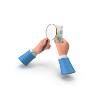 Hand Holding Magnify Find Euro 20 Note PNG & PSD Images