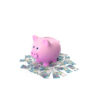 Piggy Bank Save Ground Euro 20 Notes PNG & PSD Images