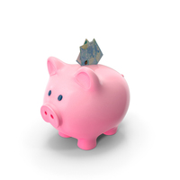 Pinky Piggy Bank Save Euro 20 Notes PNG & PSD Images