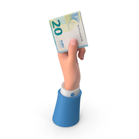 Rising Hand Holding Euro 20 Note PNG & PSD Images