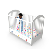 African Toddler Boy in Bed Standing PNG & PSD Images
