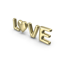 Gold Word Love With Heart PNG & PSD Images