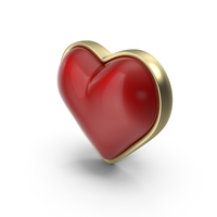 Red Heart With Gold Border PNG & PSD Images