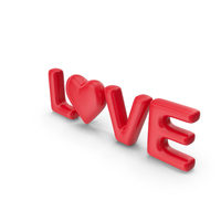 Red Word Love With Heart PNG & PSD Images