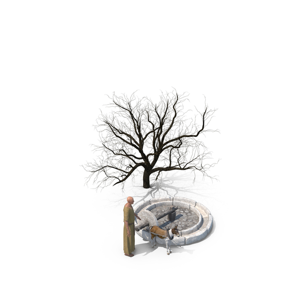 Village Priest Mule Powered Mill Stone PNG & PSD Images
