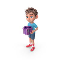 Holding A Gift box Cube Label Purple Pose Leo PNG & PSD Images