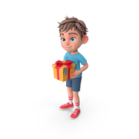 Holding A Gift Box Cube Label Yellow Pose Leo PNG & PSD Images
