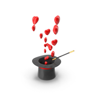 Magician Hat And Wand Heart PNG & PSD Images