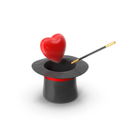 Magician Hat And Wand Heart PNG & PSD Images