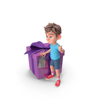 Leo With Huge Purple Gift Box PNG & PSD Images