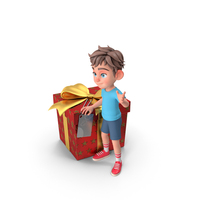 Leo With Huge Red Gift Box PNG & PSD Images