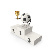 Football Character With Winners Podium PNG & PSD Images